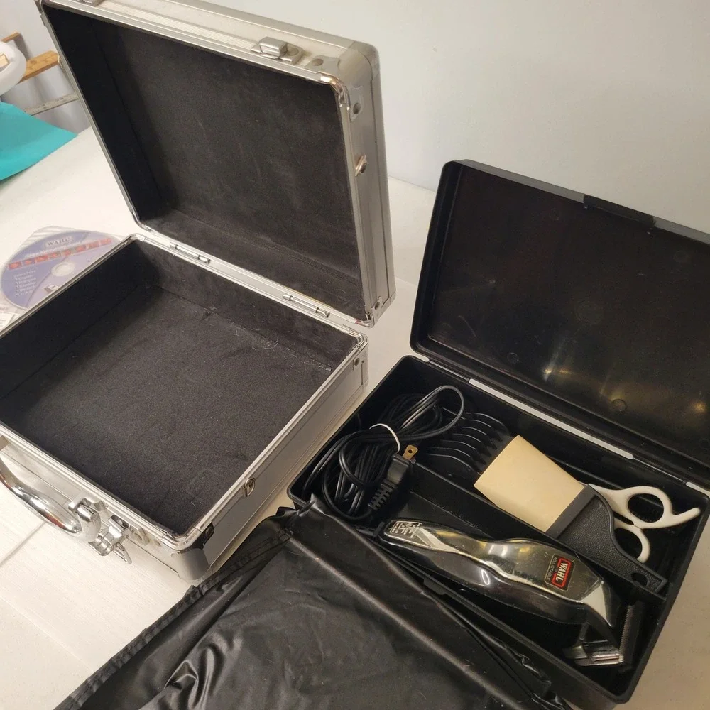 Wahl Haircutting Kit Men Silver Aluminum Hardshell Case Adjustable Clipper Set